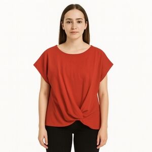 NWT Gilli Red Twist Front Round Neck Womens Blouse Sz 1X